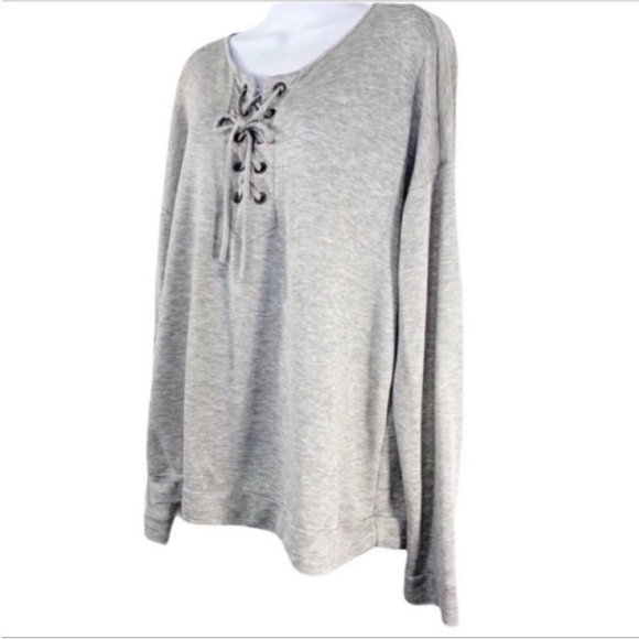 12 PM BY MON AMI lace up long sleeve top M - Picture 3 of 6